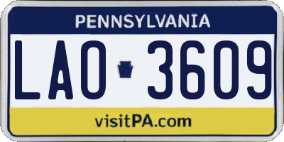 PA license plate LAO3609