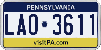 PA license plate LAO3611