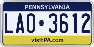 PA license plate LAO3612