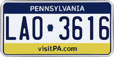 PA license plate LAO3616