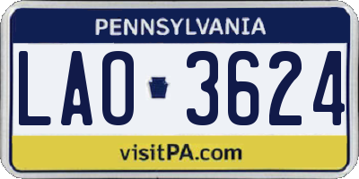 PA license plate LAO3624