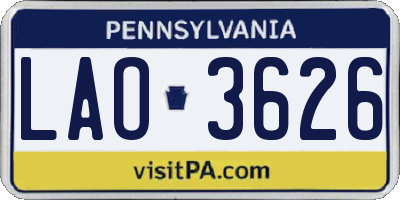 PA license plate LAO3626