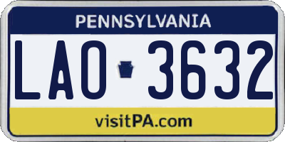 PA license plate LAO3632
