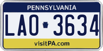 PA license plate LAO3634