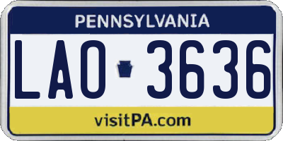 PA license plate LAO3636