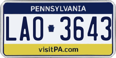 PA license plate LAO3643