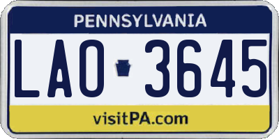 PA license plate LAO3645