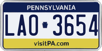PA license plate LAO3654