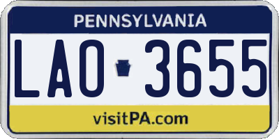 PA license plate LAO3655