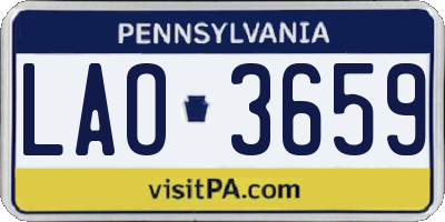 PA license plate LAO3659
