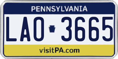 PA license plate LAO3665