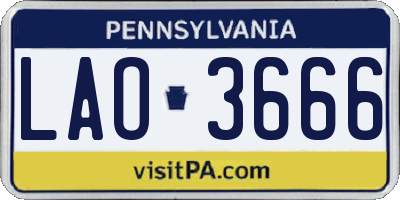 PA license plate LAO3666