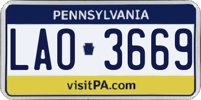 PA license plate LAO3669