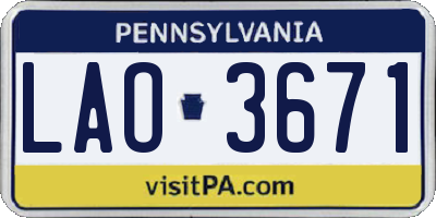 PA license plate LAO3671