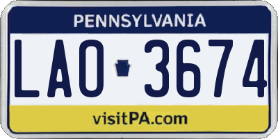 PA license plate LAO3674