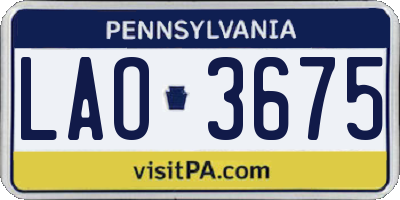 PA license plate LAO3675