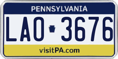 PA license plate LAO3676