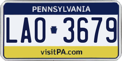 PA license plate LAO3679
