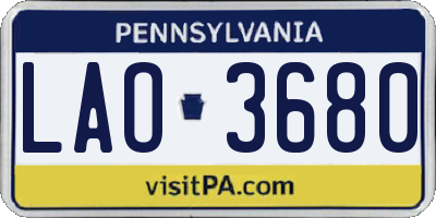 PA license plate LAO3680