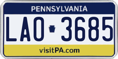 PA license plate LAO3685