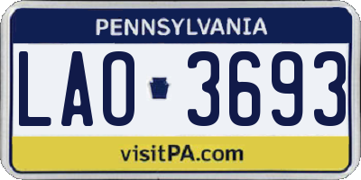 PA license plate LAO3693