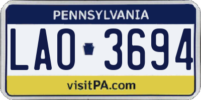 PA license plate LAO3694