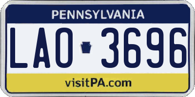 PA license plate LAO3696