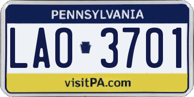 PA license plate LAO3701
