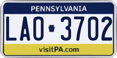 PA license plate LAO3702