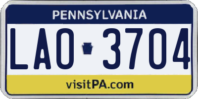PA license plate LAO3704