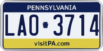 PA license plate LAO3714