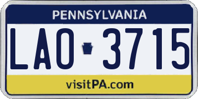 PA license plate LAO3715