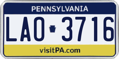 PA license plate LAO3716