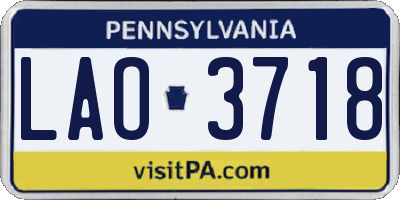 PA license plate LAO3718