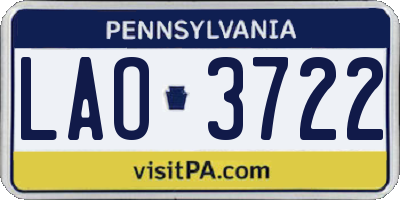 PA license plate LAO3722