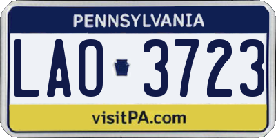 PA license plate LAO3723