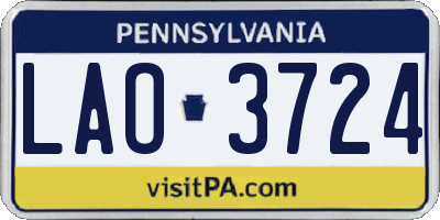PA license plate LAO3724