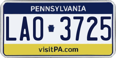 PA license plate LAO3725