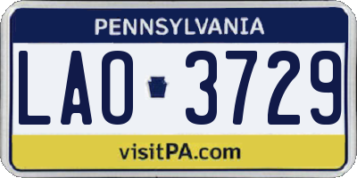 PA license plate LAO3729