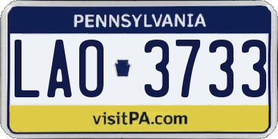 PA license plate LAO3733