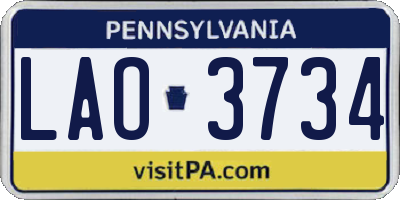 PA license plate LAO3734