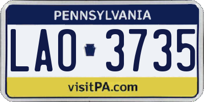 PA license plate LAO3735