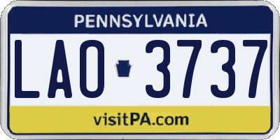 PA license plate LAO3737