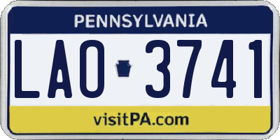 PA license plate LAO3741