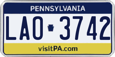 PA license plate LAO3742