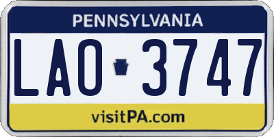 PA license plate LAO3747