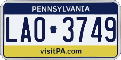 PA license plate LAO3749