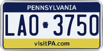 PA license plate LAO3750