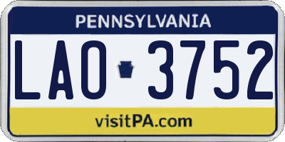PA license plate LAO3752