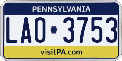 PA license plate LAO3753